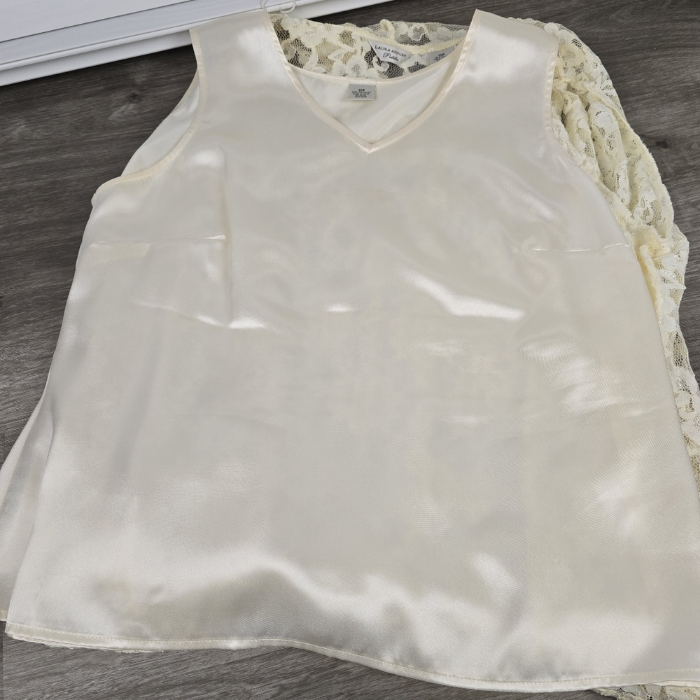 Laura Ashley Lace Blouse with Attached Camisole - Picture 8 of 13